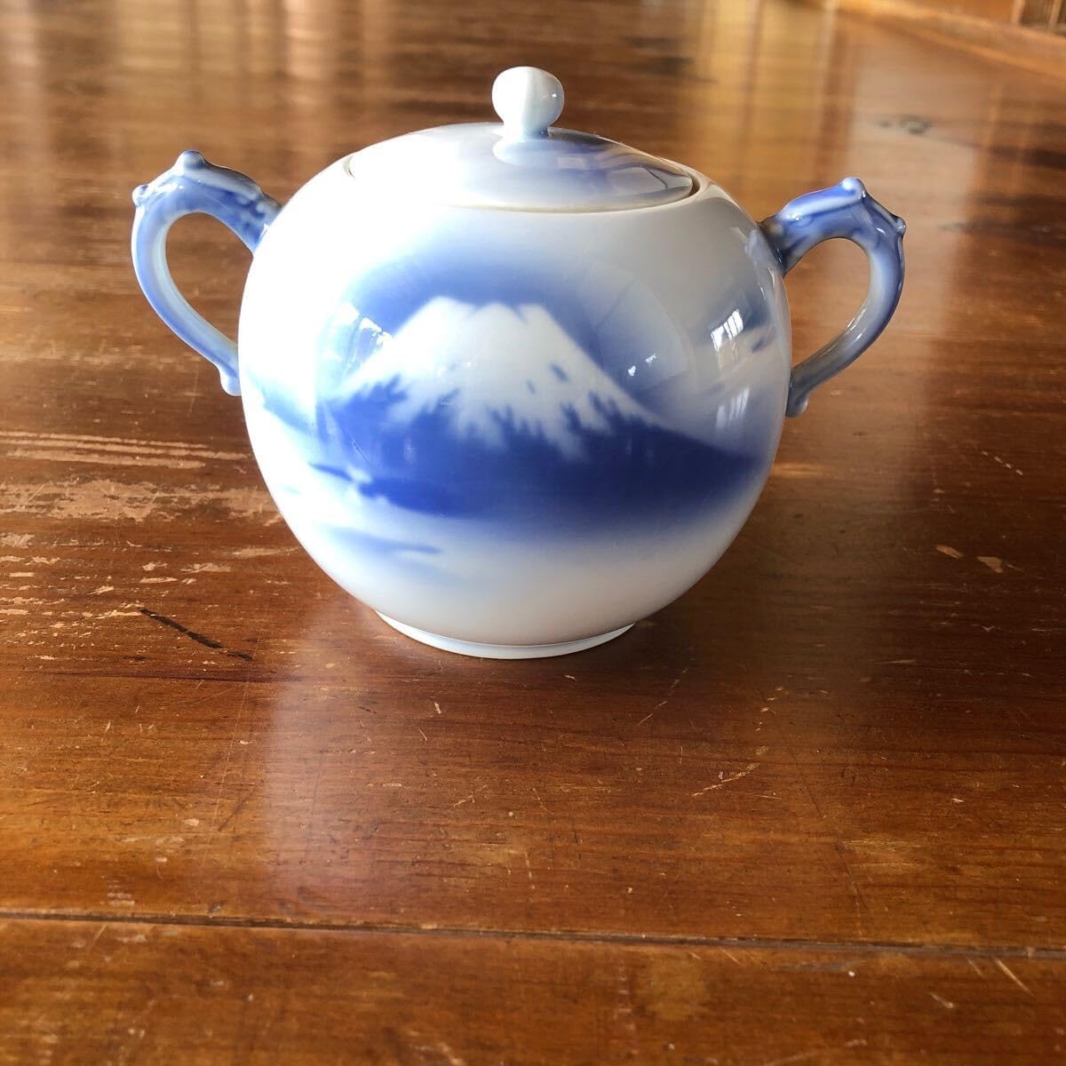 深川製磁 シュガーポット ポット 富士山 オールド深川 茶道具 置物 花瓶 深川 深川製磁 シュガーポット ポット 富士山 オールド深川 茶道具