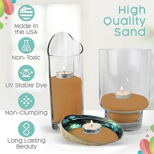 Vista 20 de Arena de unidad amarilla canaria, 1 libra (16 onzas), arena de color amarillo pastel para bodas, relleno de jarrón, decoración del hogar, Canarias