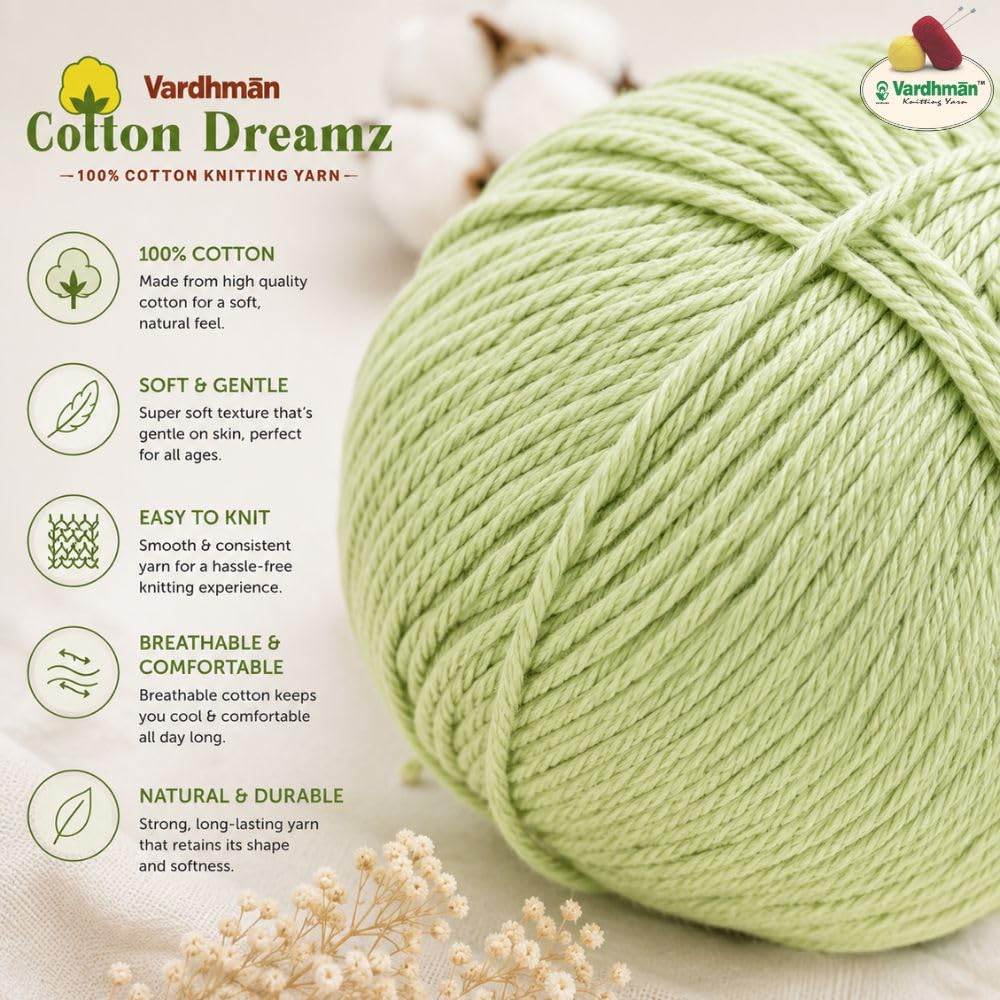 Vardhman Cotton Dreamz Yarn - 100g Pack -3