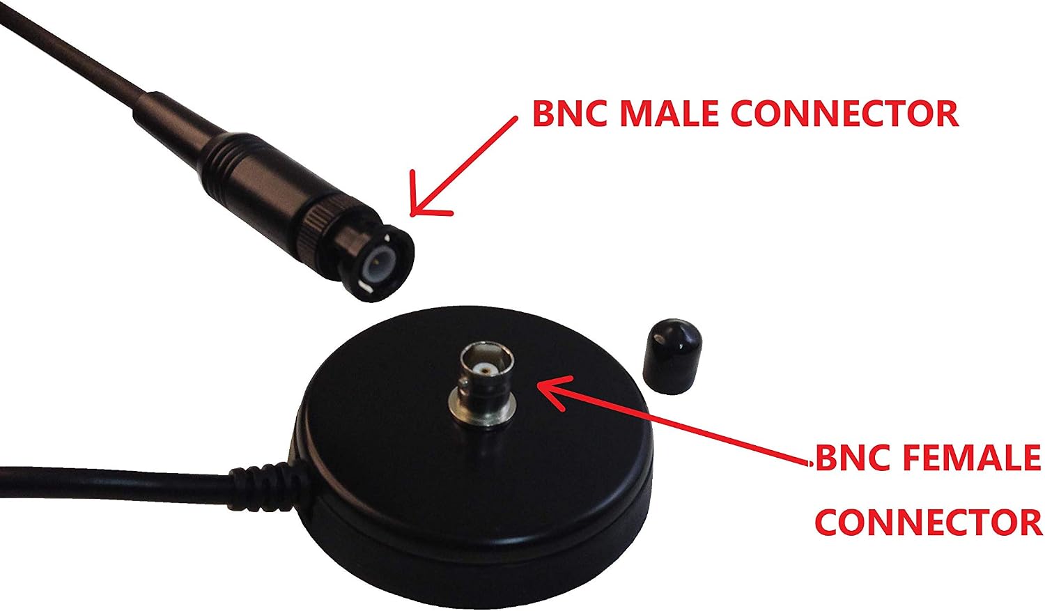 TW-35B Magnetic Antenna Mount with BNC Female Connector and RG-58 Coax Cable for Handheld Ham Radio & Two-Way Radio Antennas