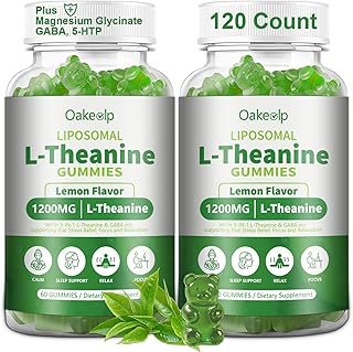 Liposomal L-Theanine 1200mg Gummies,Complex Magnesium GABA,5-HTP,Ashwagandha etc for Calm, Zzz & Relaxation Support for Adults,Children & Elderly,Liposomal Enhance 98% Absorption