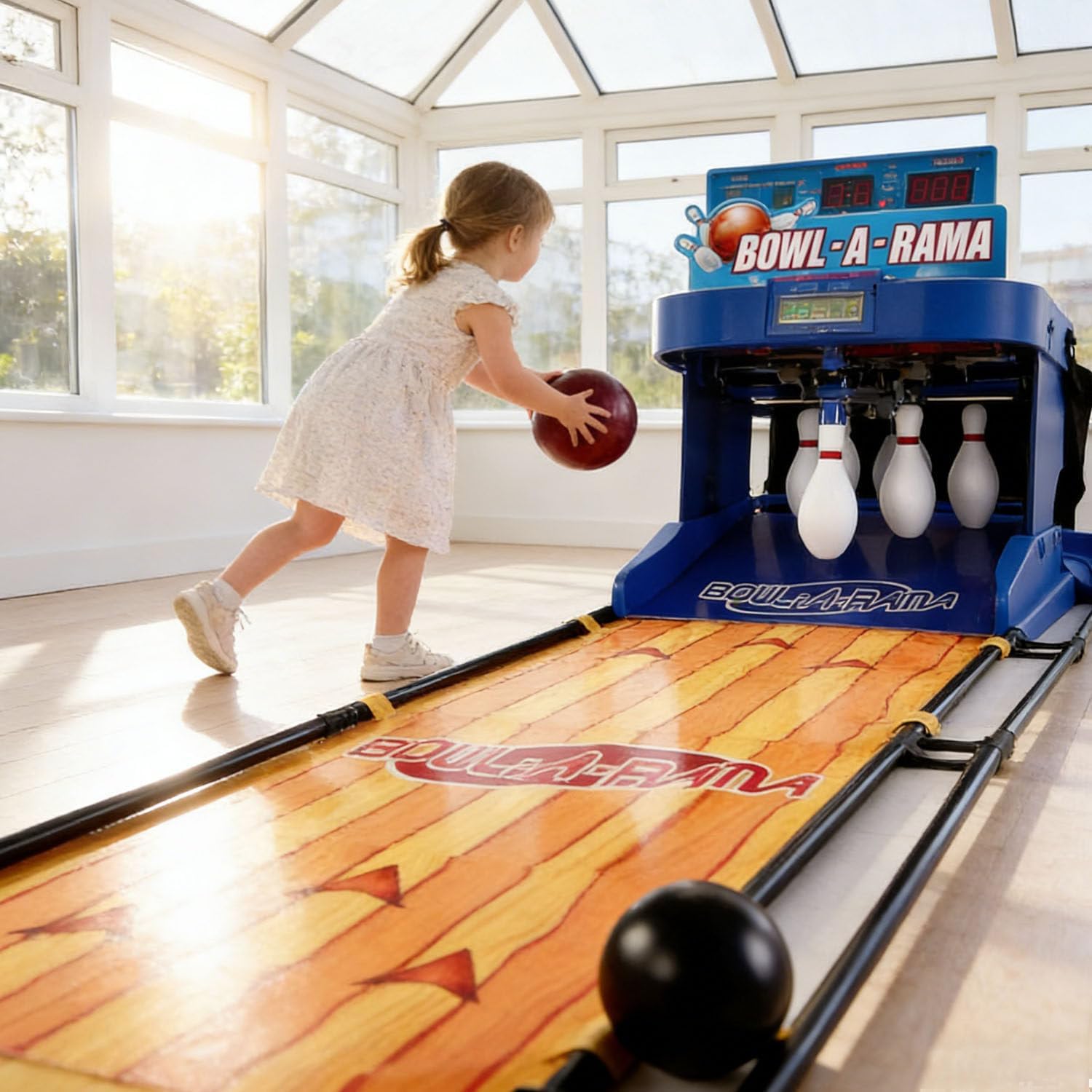 Kids Bowling Set, Electronic Bowling Alley Game for Home Indoor Outdoor Play, LED Scoreboard, Automatic Reset, Sound Effects & Lights for Family Interactive Fun 2m/6.56ft