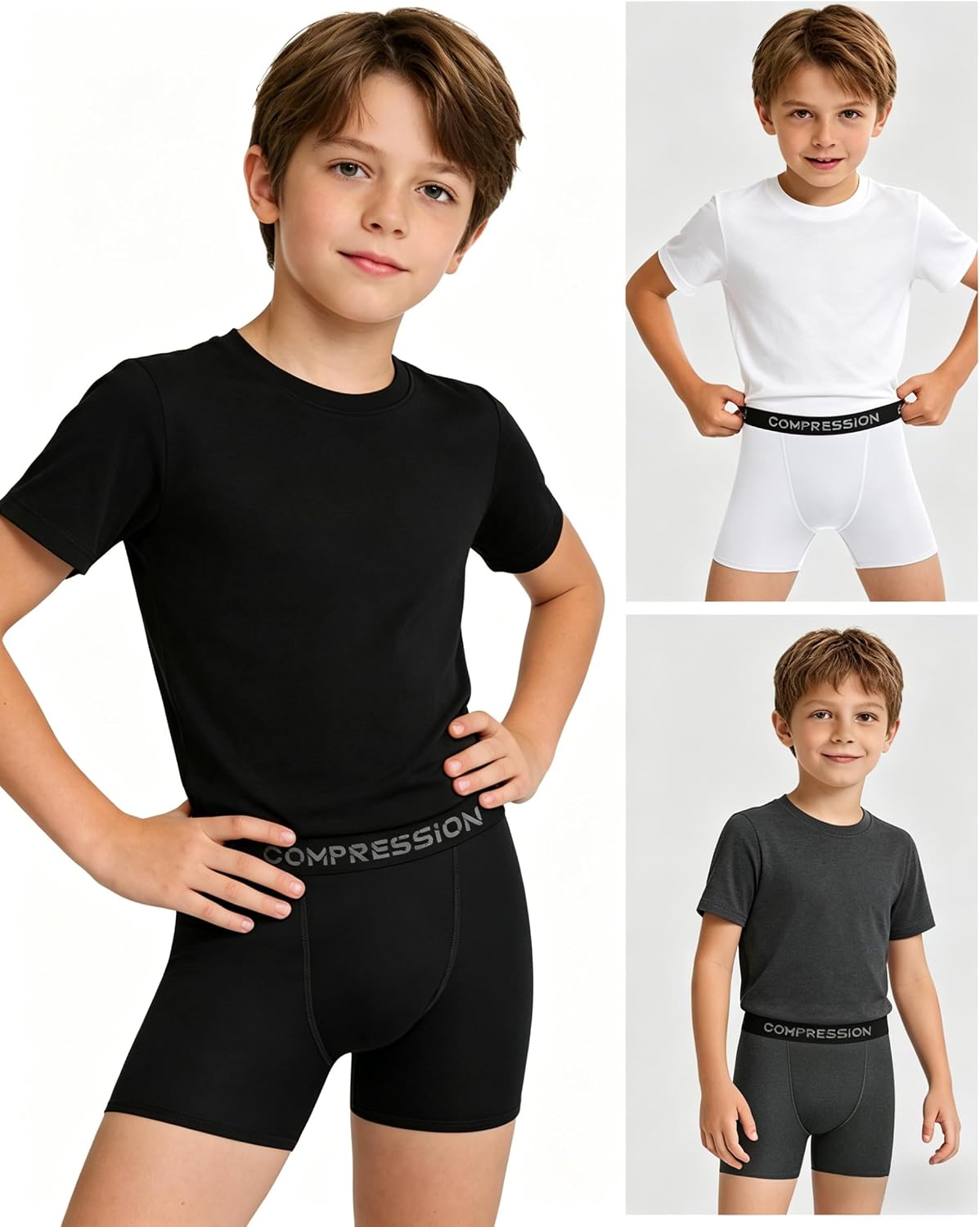Dalavch 1/4 Pack Youth Boys Sliding Compression Shorts with Protective Athletic Cup Underwear for Football Baseball