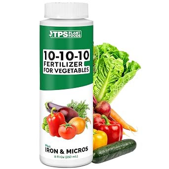 10-10-10 Fertilizer for Vegetables Liquid Plant Food with Iron & Micronutrients for Balanced Nutrition, Strong Roots & Healthy Harvests, 8 oz