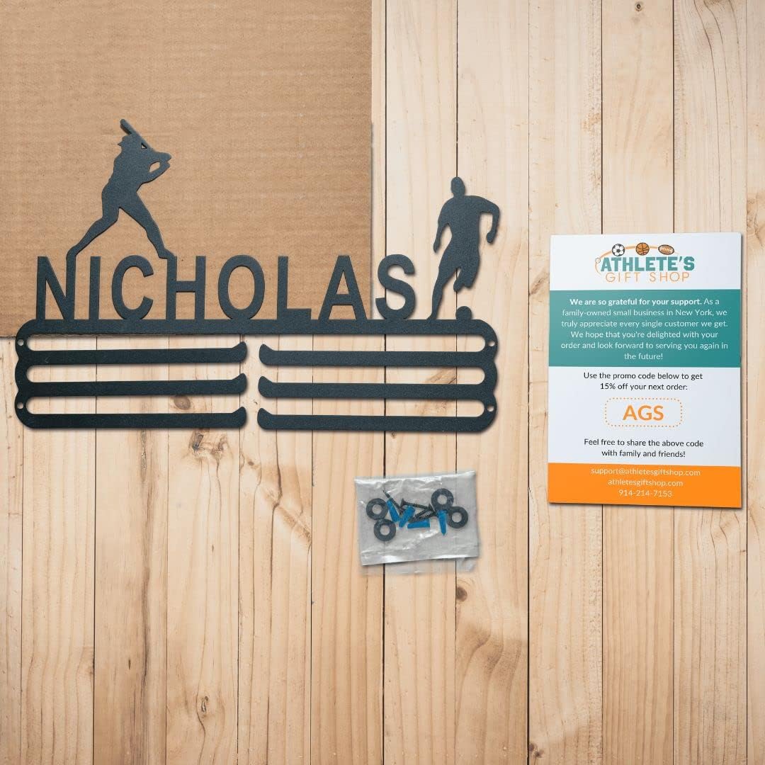Athlete's Gift Shop Personalized Medal Display Hanger (Up to 2 Sports) - Durable Wall-Mounted Display for Awards, Trophies, and Medals - Sleek Design, Easy Installation - Made in The USA