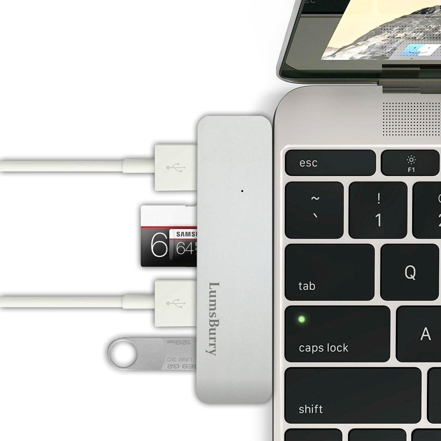 LumsBurry 5 in 1 USB C Multiport Combo Hub Notebook Adapter, with 3 USB 3.0, 1 SD and 1 MicroSD Card Reader, Aluminum Alloy USB-C Input Charging Port For MacBook Pro 2016(Silver)