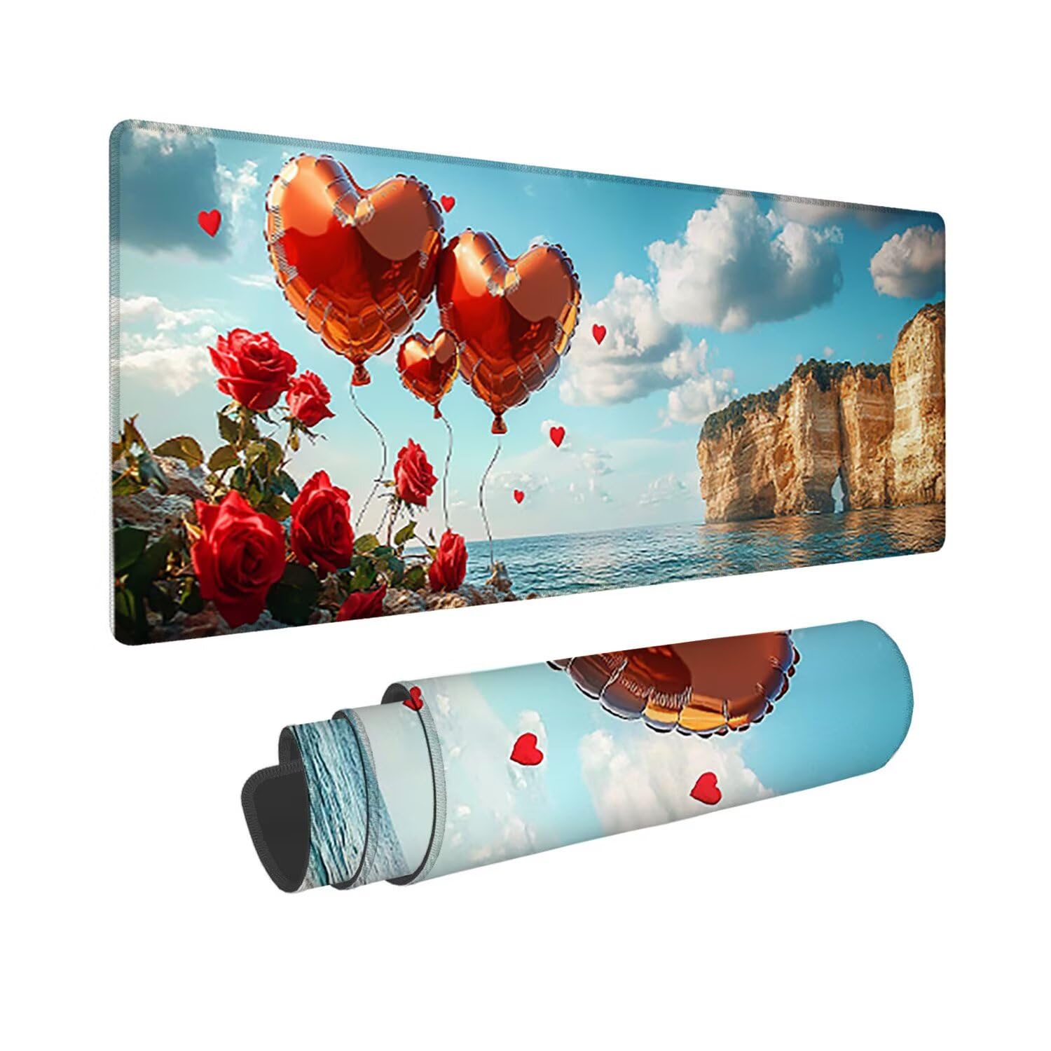 Podkładka pod mysz do gier XXL duża mysz 1600 x 800 mm duża podkładka pod biurko z antypoślizgową gumową podstawą, poprawia precyzję i szybkość (miłość widok na morze) o-259