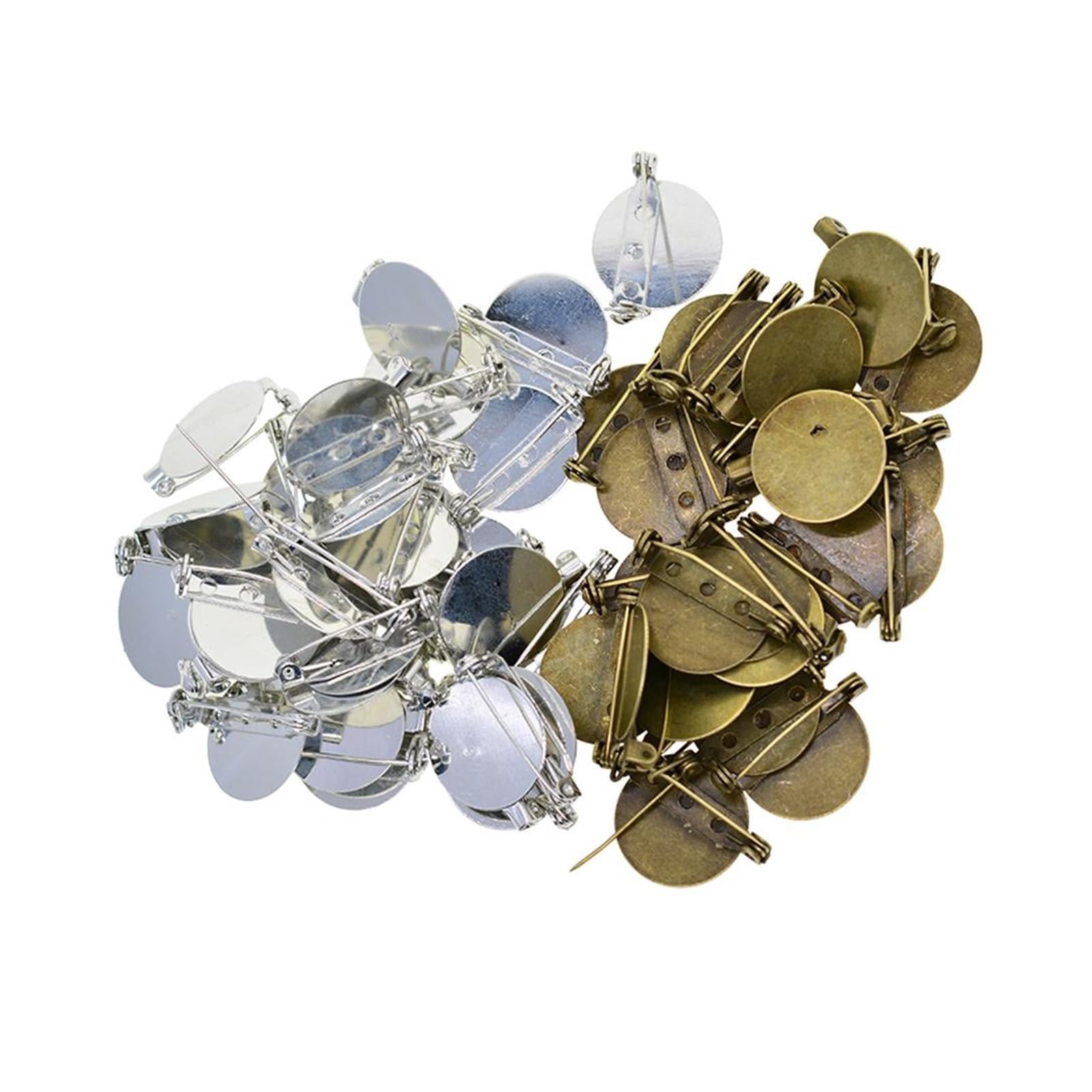100 Piezas de broches de Bronce y Plateado, Base de Pin, respaldos de bandejas en Blanco