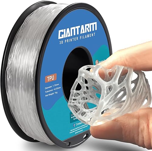 Miniatura 8 de Giantarm - Filamento de poliuretano termoplástico, 95A, 0.06 pulgadas, dimensional +- 132 pulgadas, flexible y suave para impresora 3D, carrete de