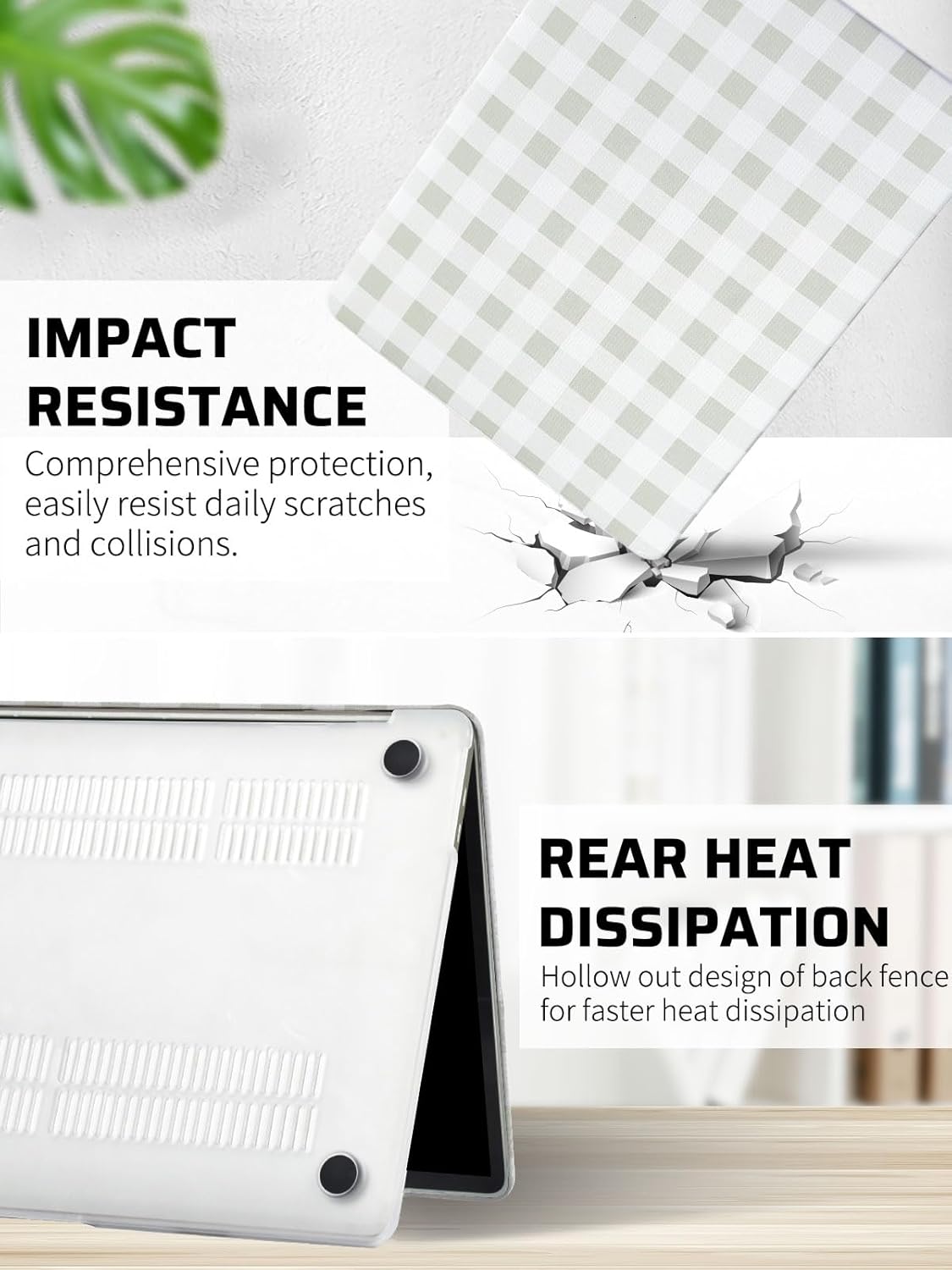 Seorsok Compatible with MacBook Air 13 Inch Case 2022 2021 2020 2019 2018 Release A1932 A2179 M1 A2337,Cute Grey Checkerboard Textured Leather Plastic Hard Shell & Keyboard Cover,White Grid Print