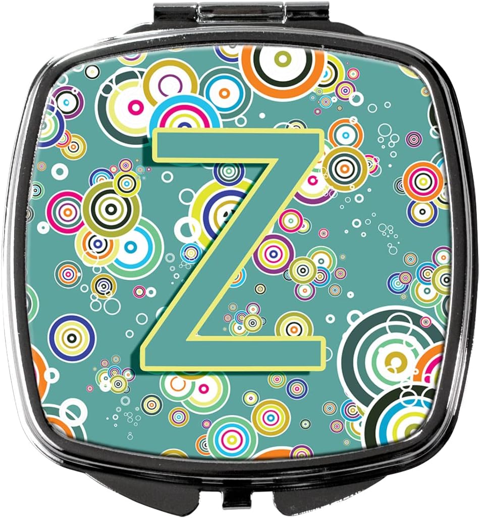 Letter Z Circle Circle Teal Initial Alphabet Compact Mirror CJ2015-ZSCM