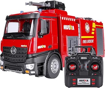100 Million Risen RC-1/14 2.4 Ghz 10CH Fire Engine, Water Release, RC Toy, Simulation, First Aid, Multifunctional, Childrens Gift, Present, Maximum Control Distance 322.4 ft 100 m A