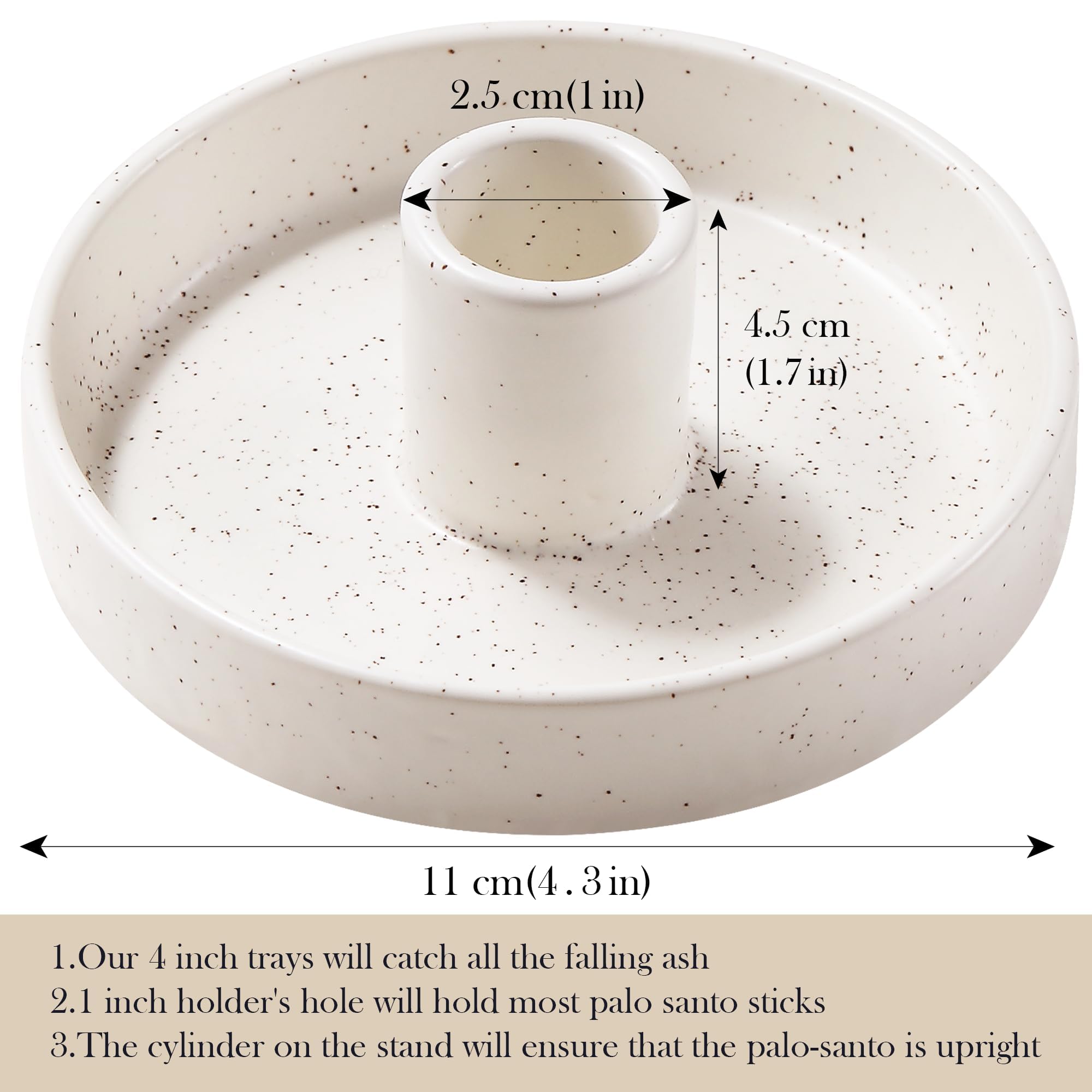 Palo Santo uchwyt ceramiczny, uchwyt na kadzidełka do stożków Palo Santo i topi wosk, palnik drewna, stojak na miskę z łapaczem popiołu, medytacja, joga, nowoczesny, minimalistyczny - biały