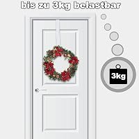 YUNLI Fehér Ajtóakasztó Koszorúkhoz - Állítható Rozsdamentes Acél Kampó Rugalmas Pánttal, 3kg Teherbírás, Dekorációkhoz 6