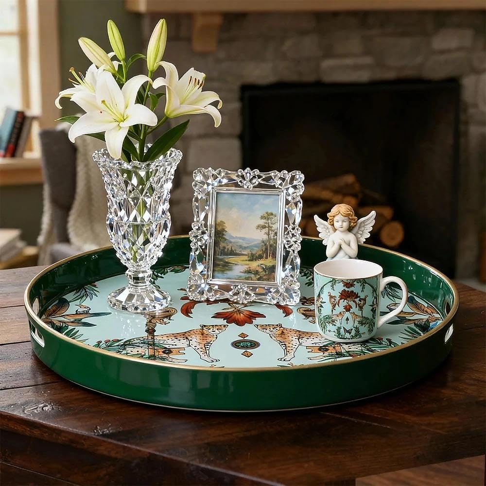 Amazon｜Zosenley (ゾセンリー) レッド ラウンド 装飾トレイ