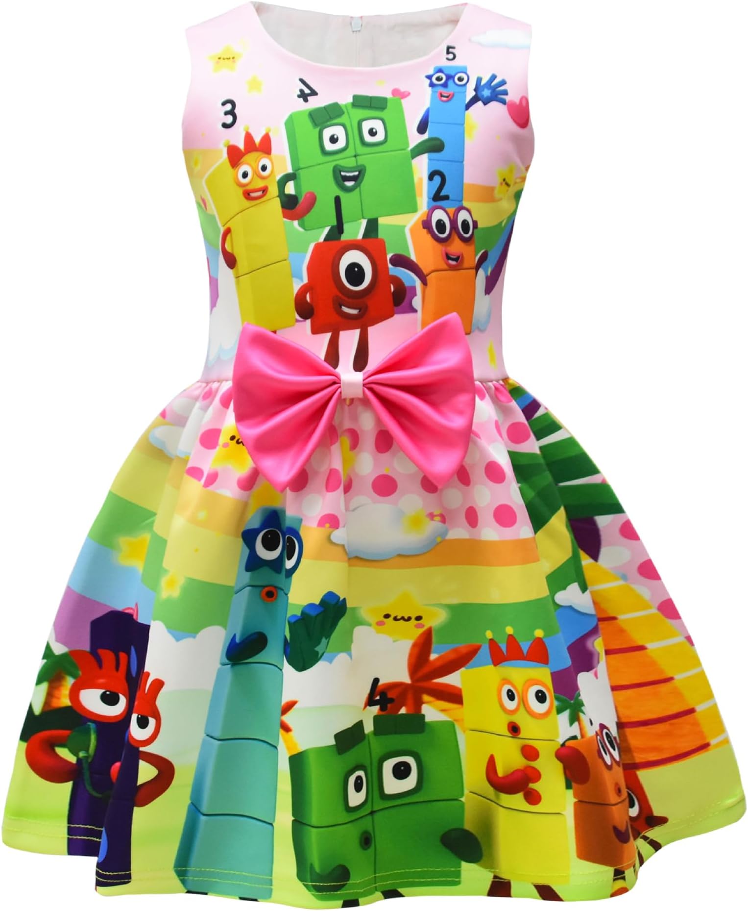 Yakogy Cute Girls Dress 3-9 Years Cartoon Kids Sleeveless Casual Dress for Birthday Party Dress Up