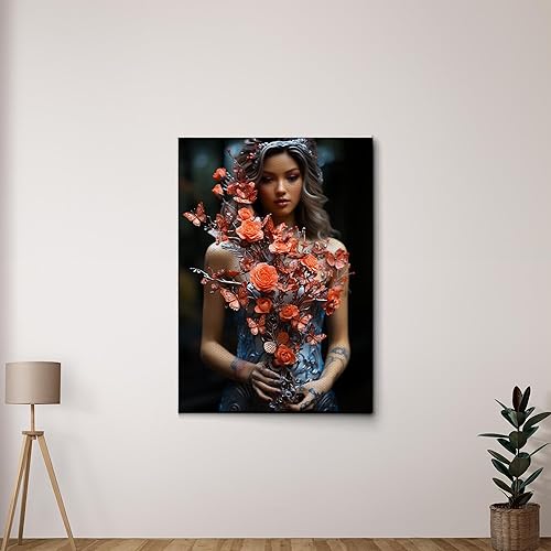 Yoga Wall Art, Canvas Prints Yoga Meditation Studio Room Decorations Tie Dye Hippie Psychedelic Poster with Frame Meditating Peace Wall Art Hanging