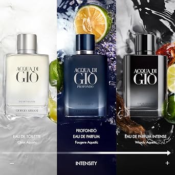 Armani Beauty Acqua di Gio Travel Gift Set for Men 2-Piece Mini Cologne Set Eau de Toilette & Profondo Eau de Parfum Fresh Aquatic Woody Scent Marine Citrus Notes 0.5 fl oz Each