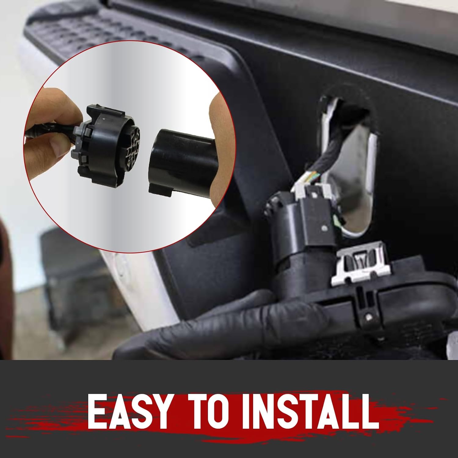 Rear Bumper Trailer Tow Hitch Wiring Connector Adapter Plug 7 Blades 4 Pin w/Bracket Fits for Ford Ram Chevrolet