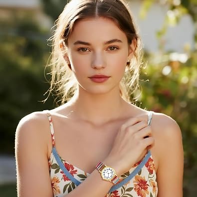 Lancardo Bohemian Elastic Band Watch: Quartz Easy-to-Read Arabic Number Strentch Stainless Steel Strap Ideal for Everyday Wear
