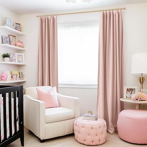 Miniatura 5 de INOVADAY - Cortinas 100% opacas para dormitorio y sala de estar, con anillos de clip, bolsillo para barra, 2 paneles, de lino, con aislamiento