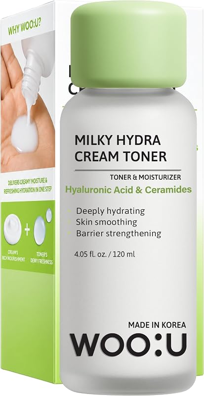 Tônico leitoso facial WOO:U com ácido hialurônico e ceramidas – 120 mL