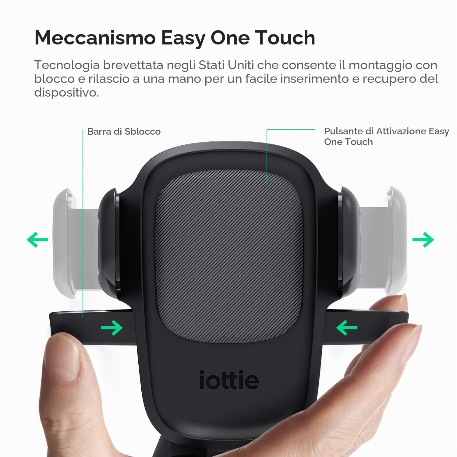 iOttie Easy One Touch 5 Supporto universale per auto con supporto per telefono con montaggio a filo per iPhone, Samsung, Moto, Huawei, Nokia, LG, Smartphone