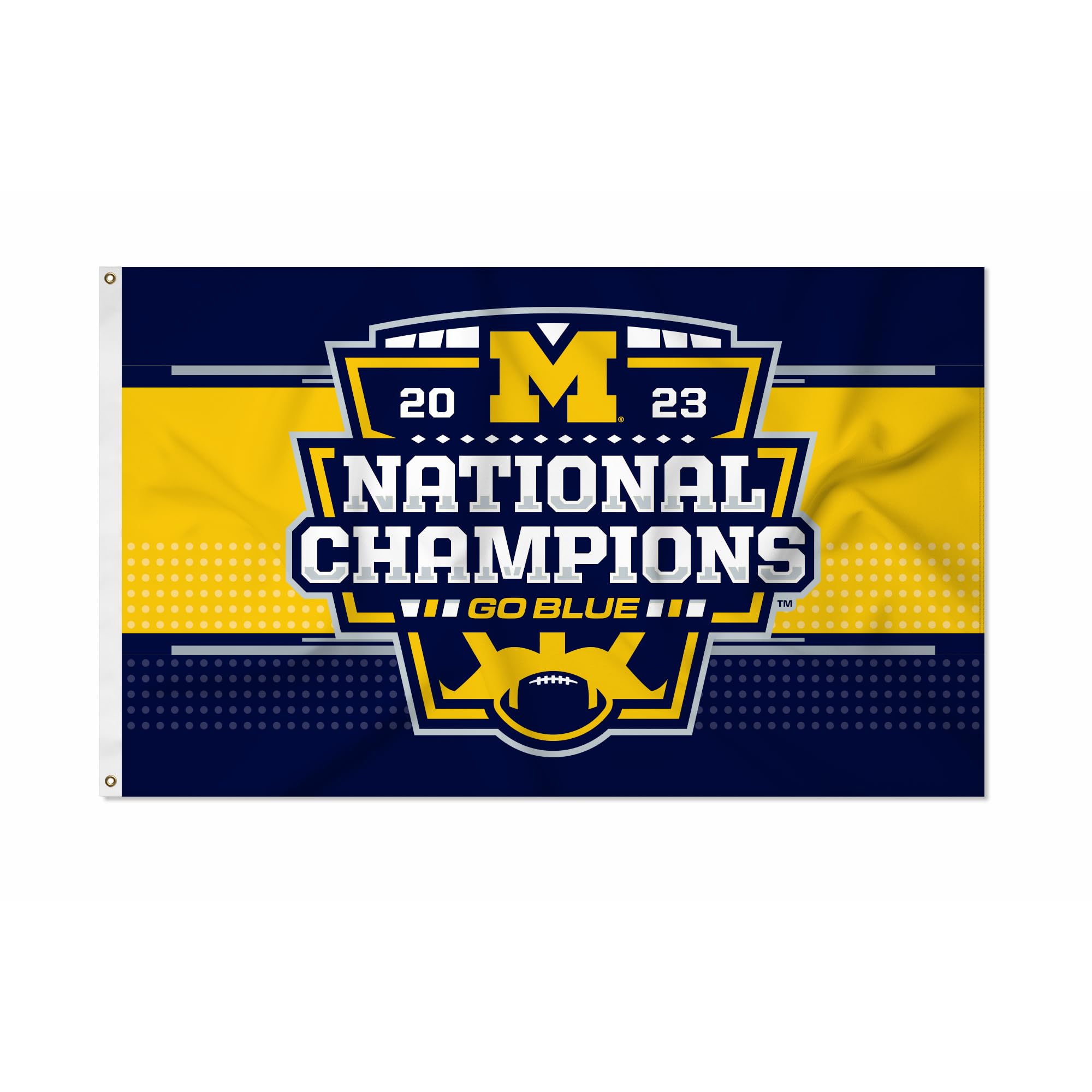 Bandera de Michigan Wolverines 2024 CFP con acabado textil de alta densidad