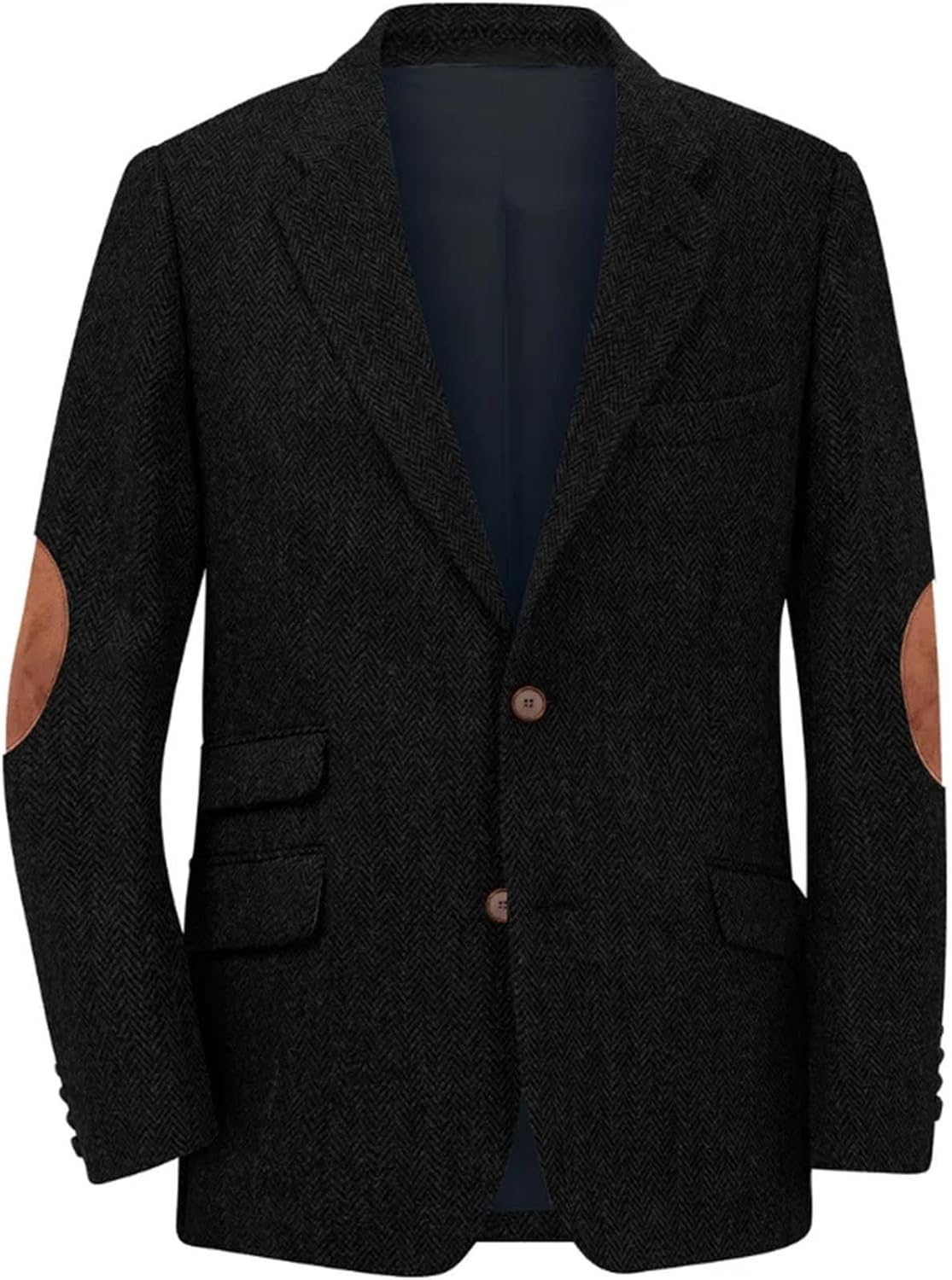 Men's Herringbone Single Breasted Casual Elegant Suit Jackets Long Sleeves Single Breasted Coat