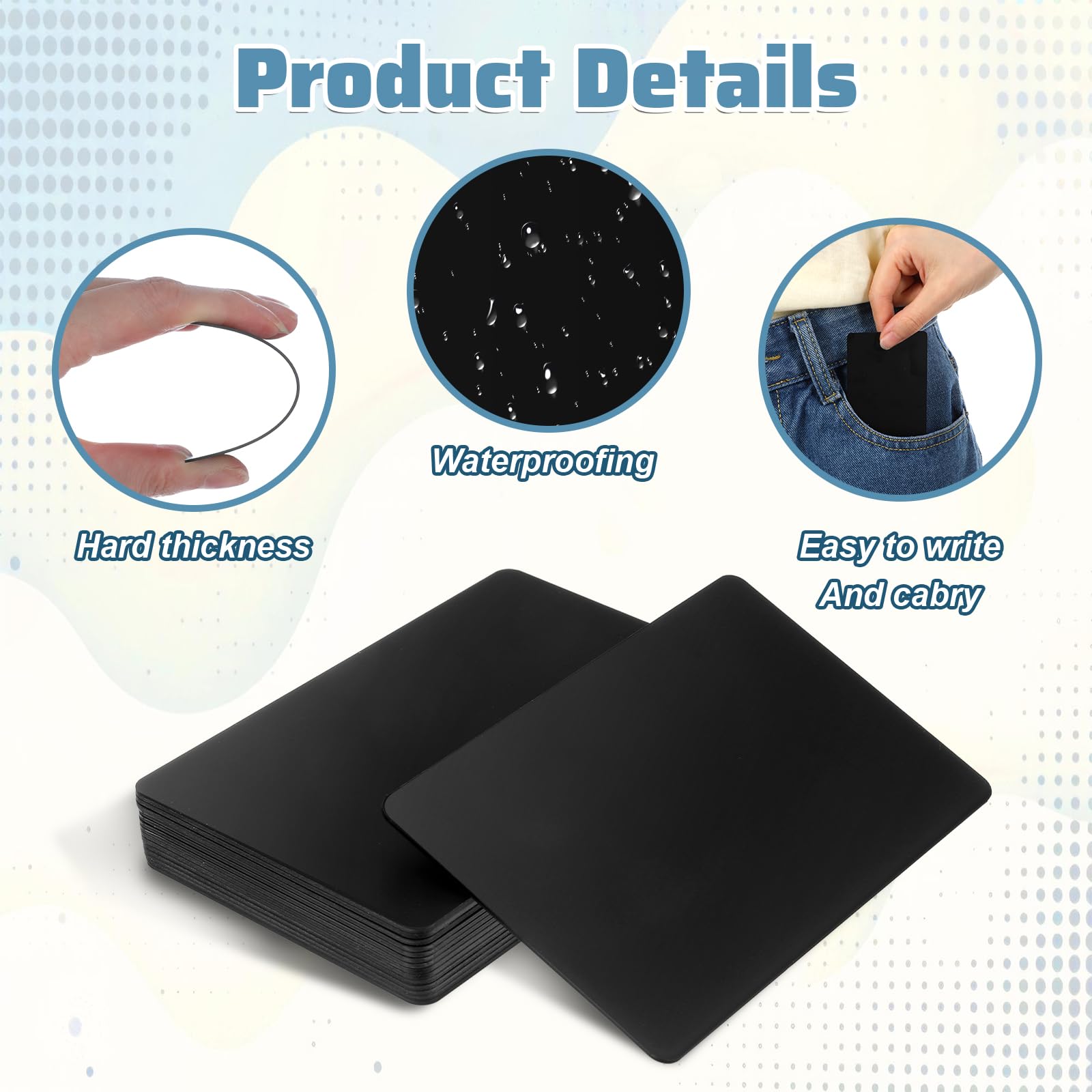Cartes NFC NTAG215 Noir Réinscriptibles Lot de 20 - Cartes de visite NFC Mémoire 504 octets Compatible tous appareils