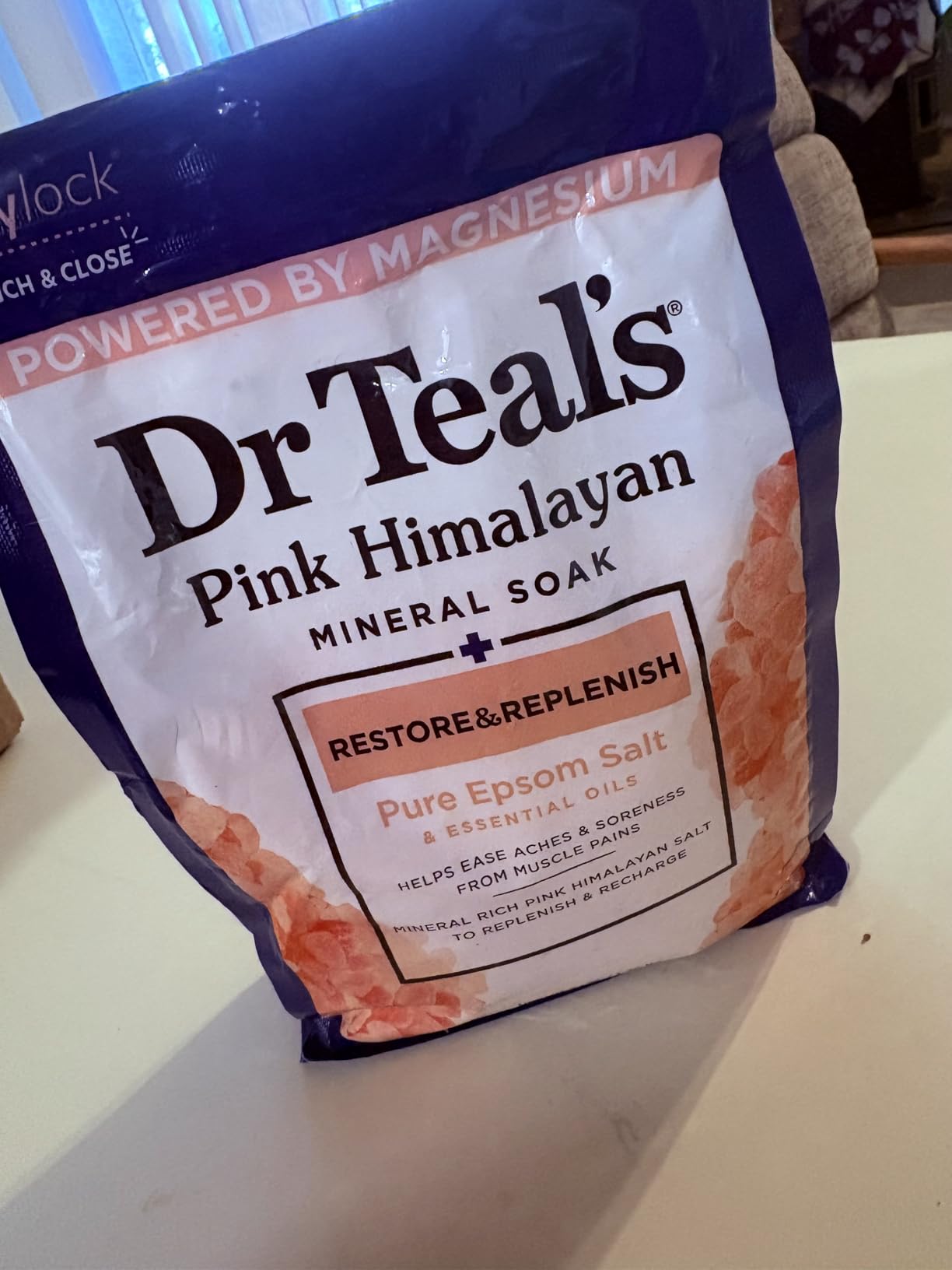 Dr Teal's Epsom Salt Magnesium Soak, Restore & Replenish with Pink Himalayan Salt, 3 lbs