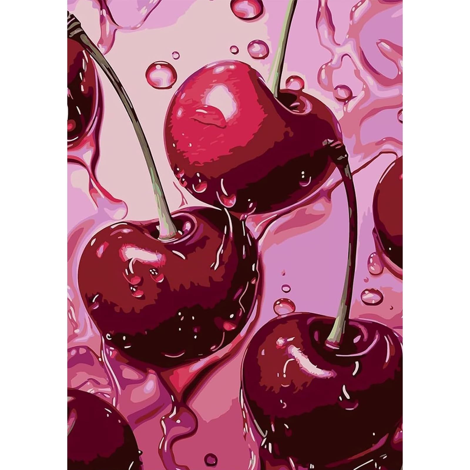 TLIOBLO Cherry Diamond Painting Adults, 5D DIY Diamond Painting Pink Retro Kits for Adults Beginners, Full Drill Round Diamond Art Painting Craft Set Gifts 30X40cm โ image 1