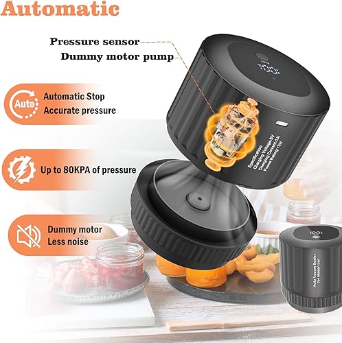 Miniatura 2 de Kit automático de sellado al vacío de tarros de masón eléctrico para tarros Mason de boca ancha y boca regular, versión mejorada de la máquina