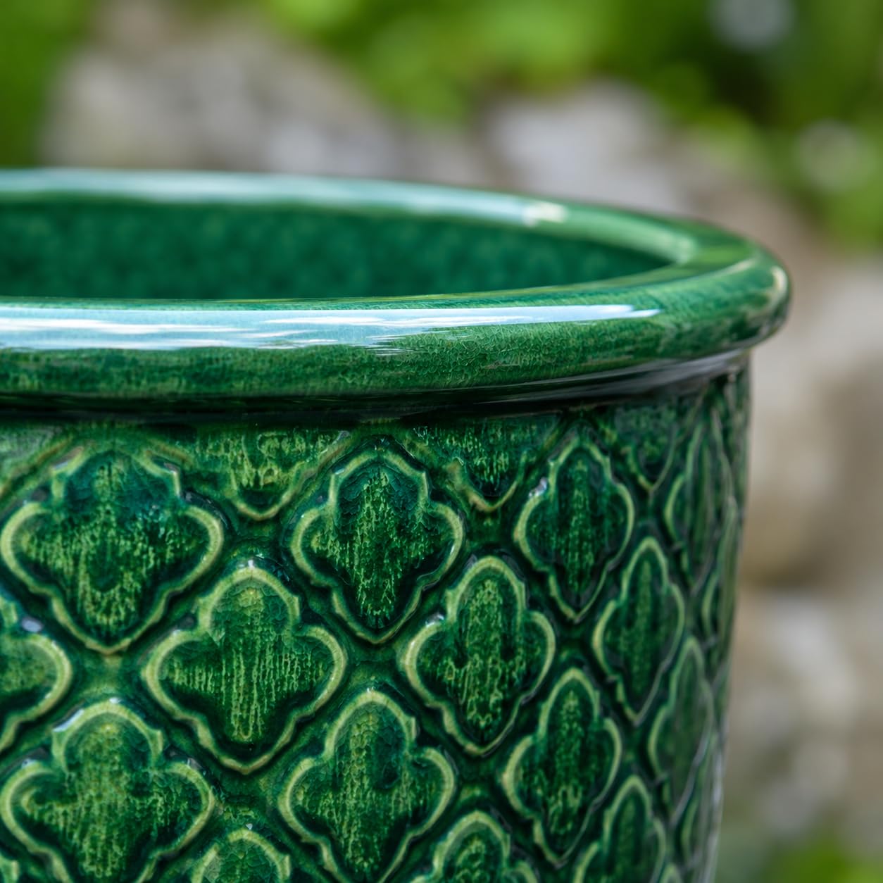 Palatina Werkstatt Jade Provence Pot de fleurs vert foncé terre cuite fait main classique autoportant conique 30,5 cm