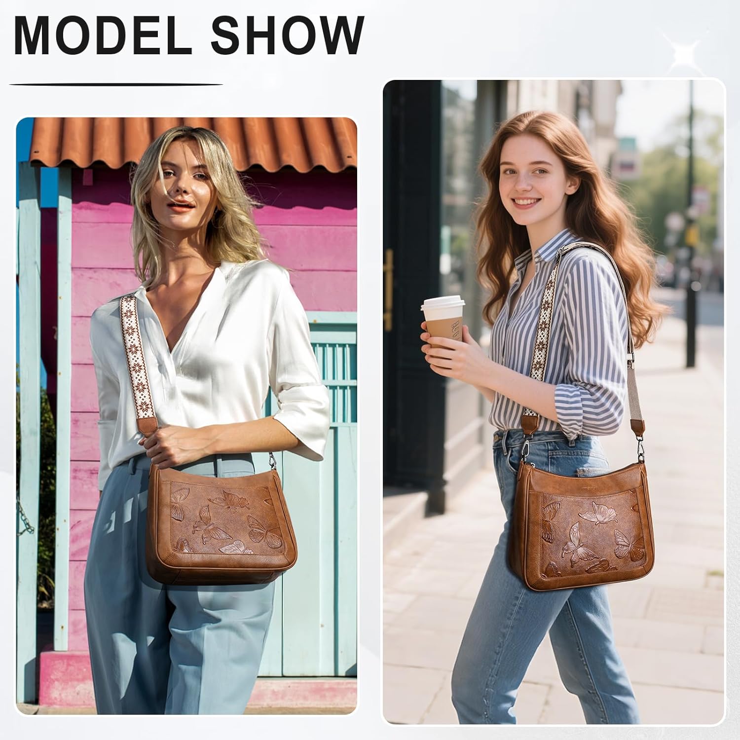 Crossbody Bags for Women Trendy, Vegan Leather Medium Butterfly Hobo Purse, Women's Shoulder Handbags - Image 2