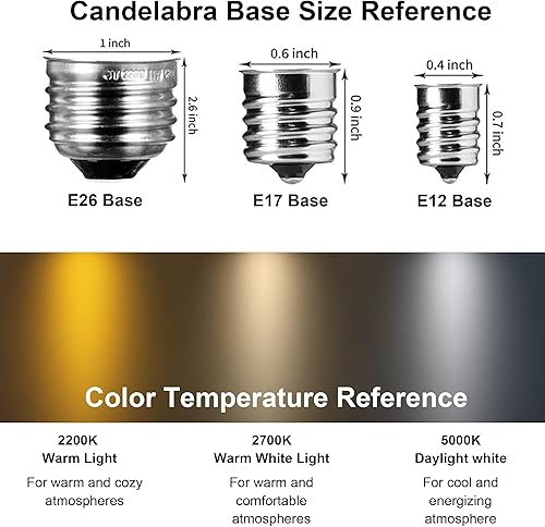 Miniatura 10 de Paquete de 25 bombillas C7LED AC120V0.5W2200K, regulable igual a bombilla incandescente 4W5W7W, base E12, bombilla de vela de vidrio ámbar para luz
