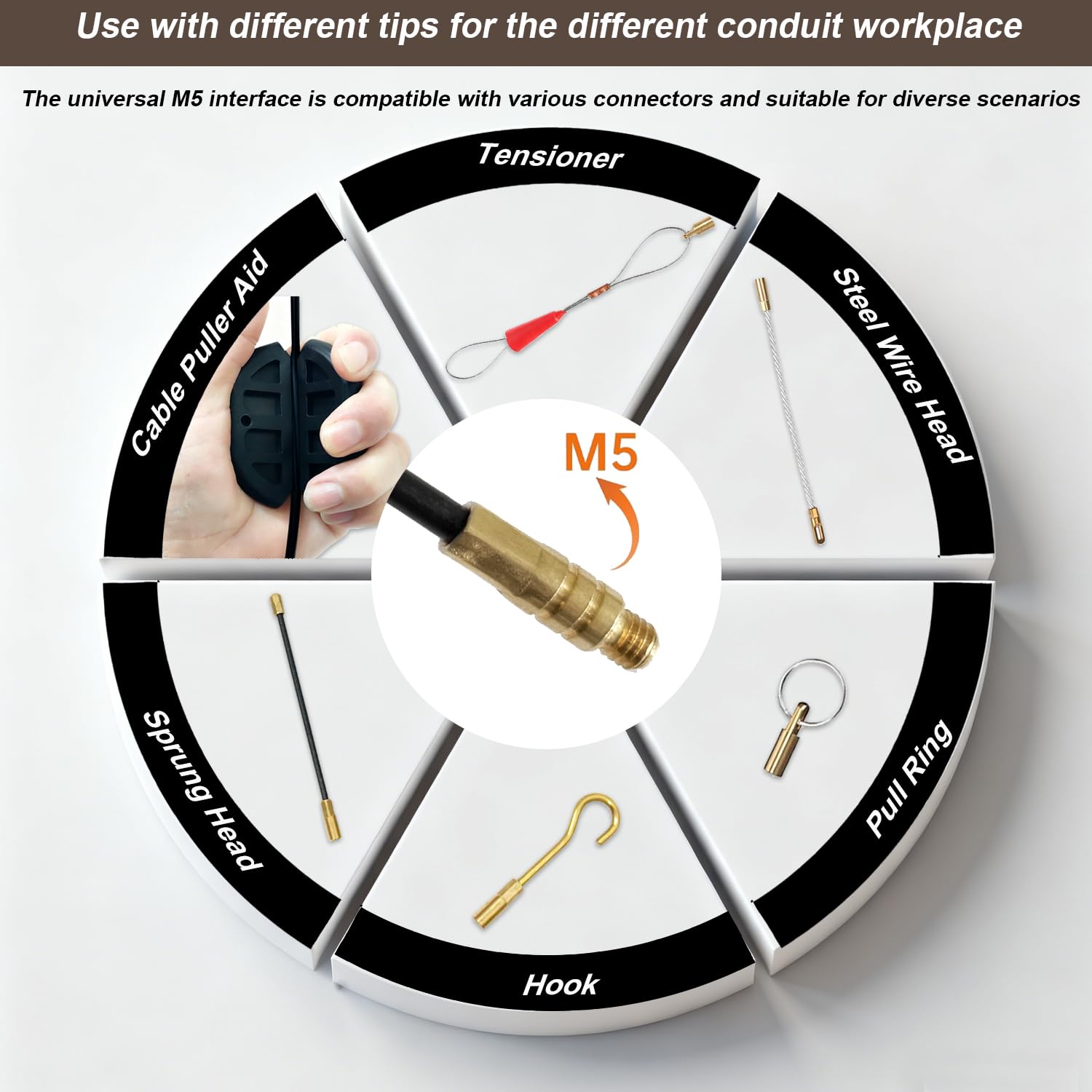 30m Sonda Elettricista Sonda Tiracavi Cavo Estrattore Cavi Fibra di Vetro | Sonda Passacavi, Fish Tape 3,8mm, incl. 6 Adattatori, Per Cavi Elettrici Tubi Vuoti, con Scatola con Impugnatura
