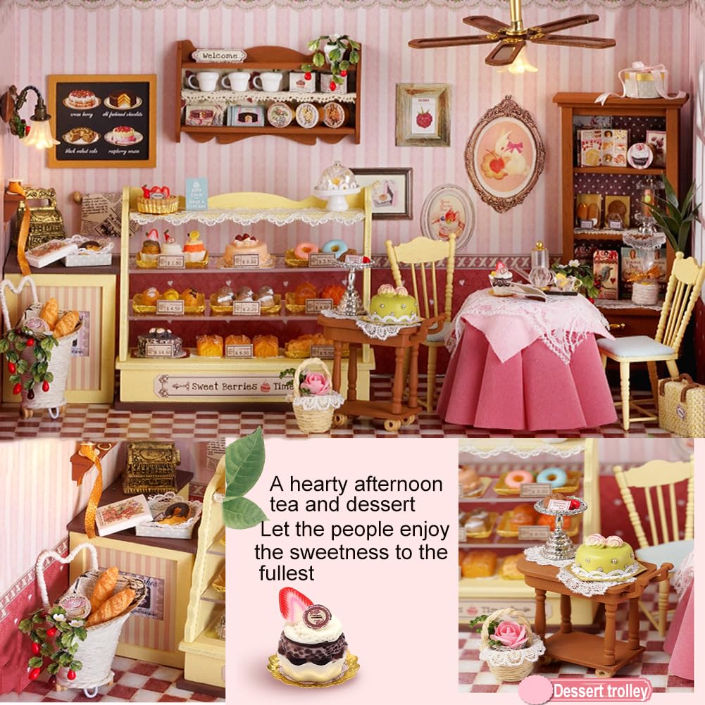 DIY Miniatur Puppenhaus Kit, Sweet Berries Time Theme 3D Holzpuzzle Tiny House Kit Hobbys für Frauen Erwachsene Handwerk Geschenke/mit Staubschutz