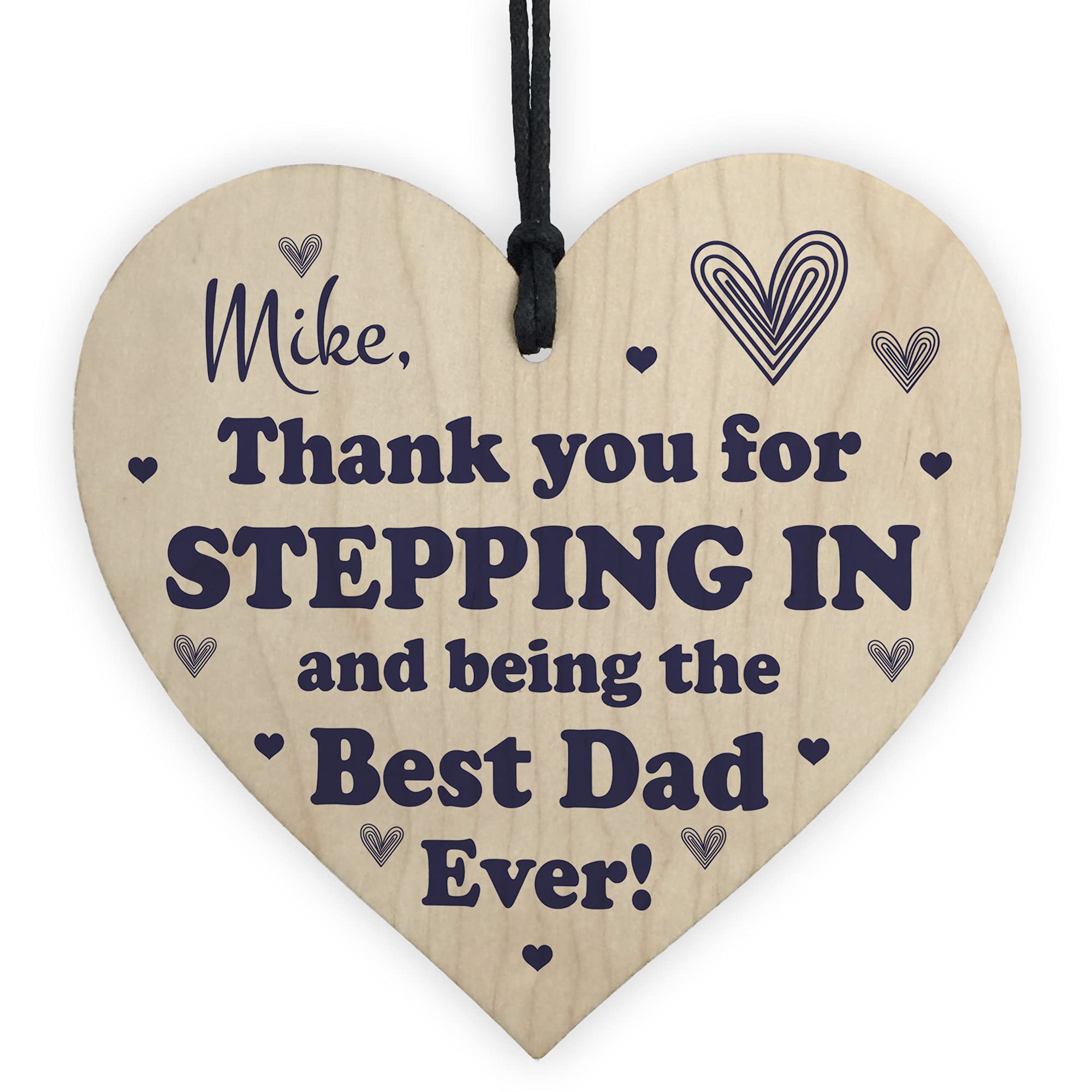 Personalised Stepdad Gift For Birthday Fathers Day Cute Thank You Gift Heart Keepsake