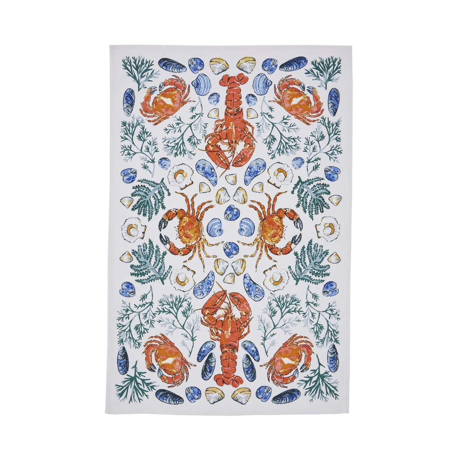 Ulster Weavers Cotton Tea Towel - Shellfish Print - Green
