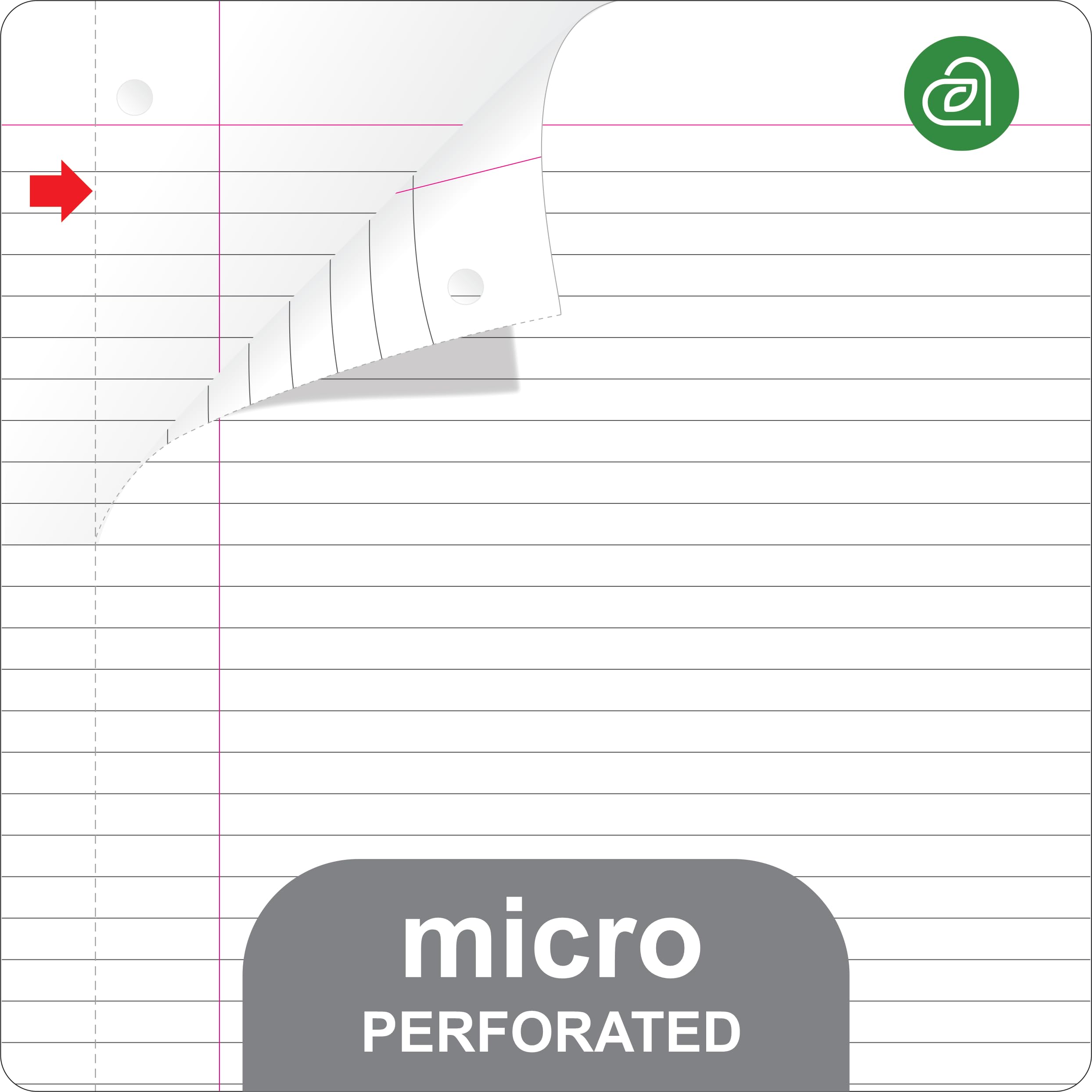Cuaderno con espiral, rayado universitario, 140 páginas (70 hojas) de 8 x 10.5 pulgadas, carbono perforado neutro, 3 agujeros, ecológico, suministros escolares y de oficina, paquete de 6