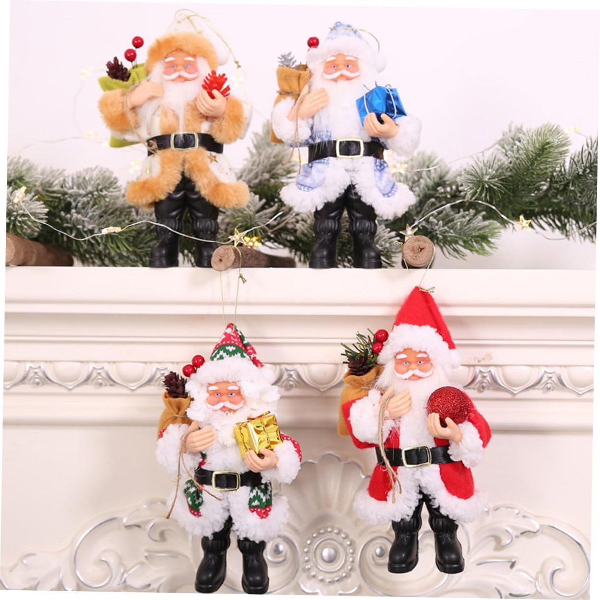 Cabilock 4pcs Santa Claus Ornaments Standing Christmas Decorations for Festivities for Home Office and