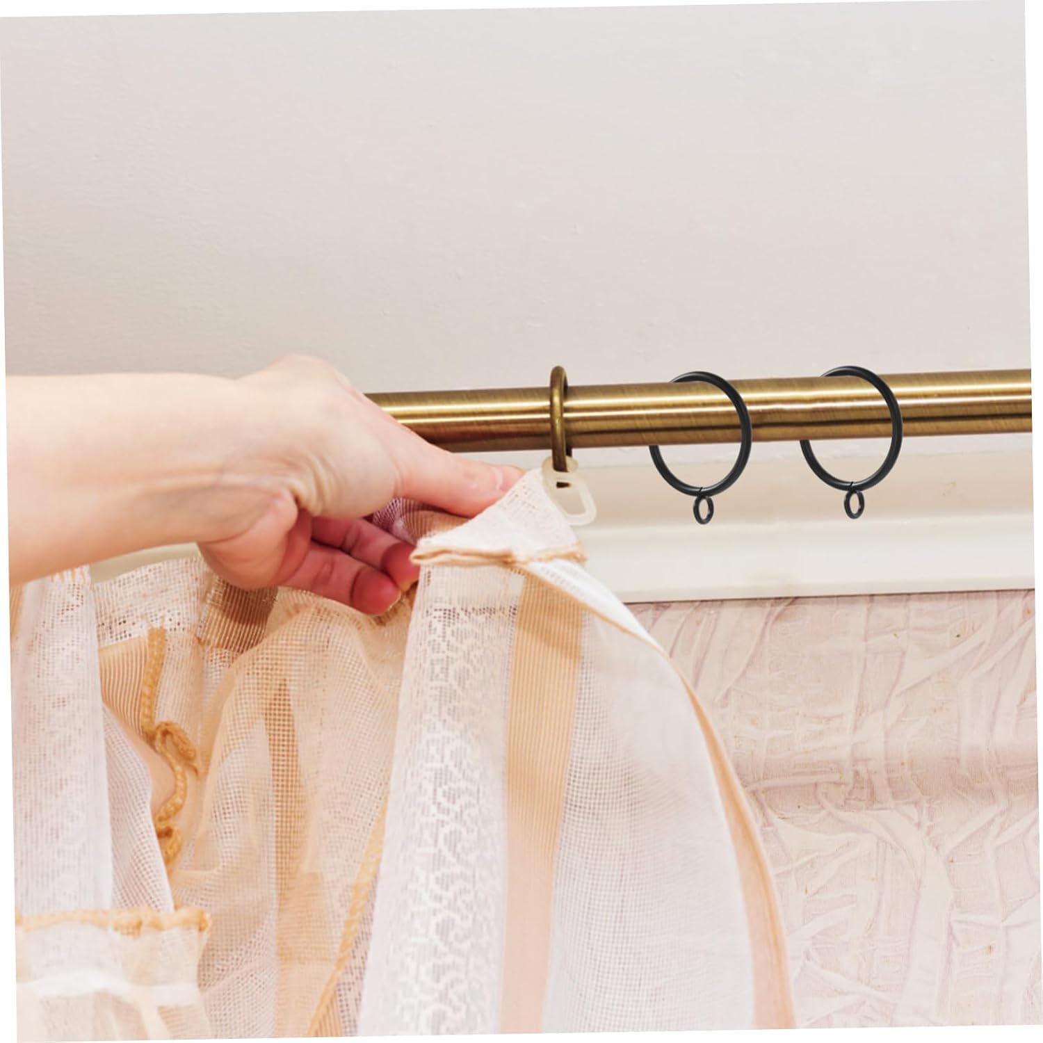 44pcs Eyelet Curtain Rings for Rods Heavy Duty Drape Hangers with Smooth Surface for Easy Sliding for Large Windows and Multiple Curtains