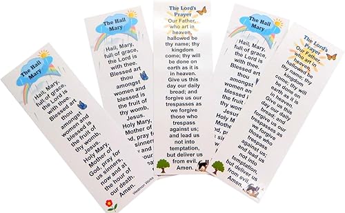 Miniatura 3 de Marcapáginas Our Father Ave María, paquete a granel con tarjeta sagrada de Nuestra Señora y Señores, oración en la espalda, suministros escolares