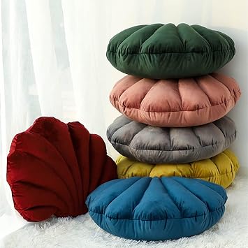 WAIUYIA Shell Pillow Seashell Shaped Accent Throw Pillow Sea Ocean Seashell Plush Pillow Soft Velvet Shell Throw Pillow Decorative Pillows Cushions for Bed Couch Chair Sofa Home (Red,14 X 11 inch)