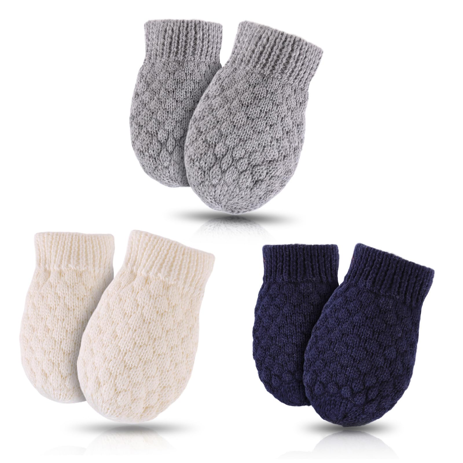 Baby Knit Mittens Toddler Boys Girls Gloves Winter Infant Newborn No Scratch Mitten 0-3 Years