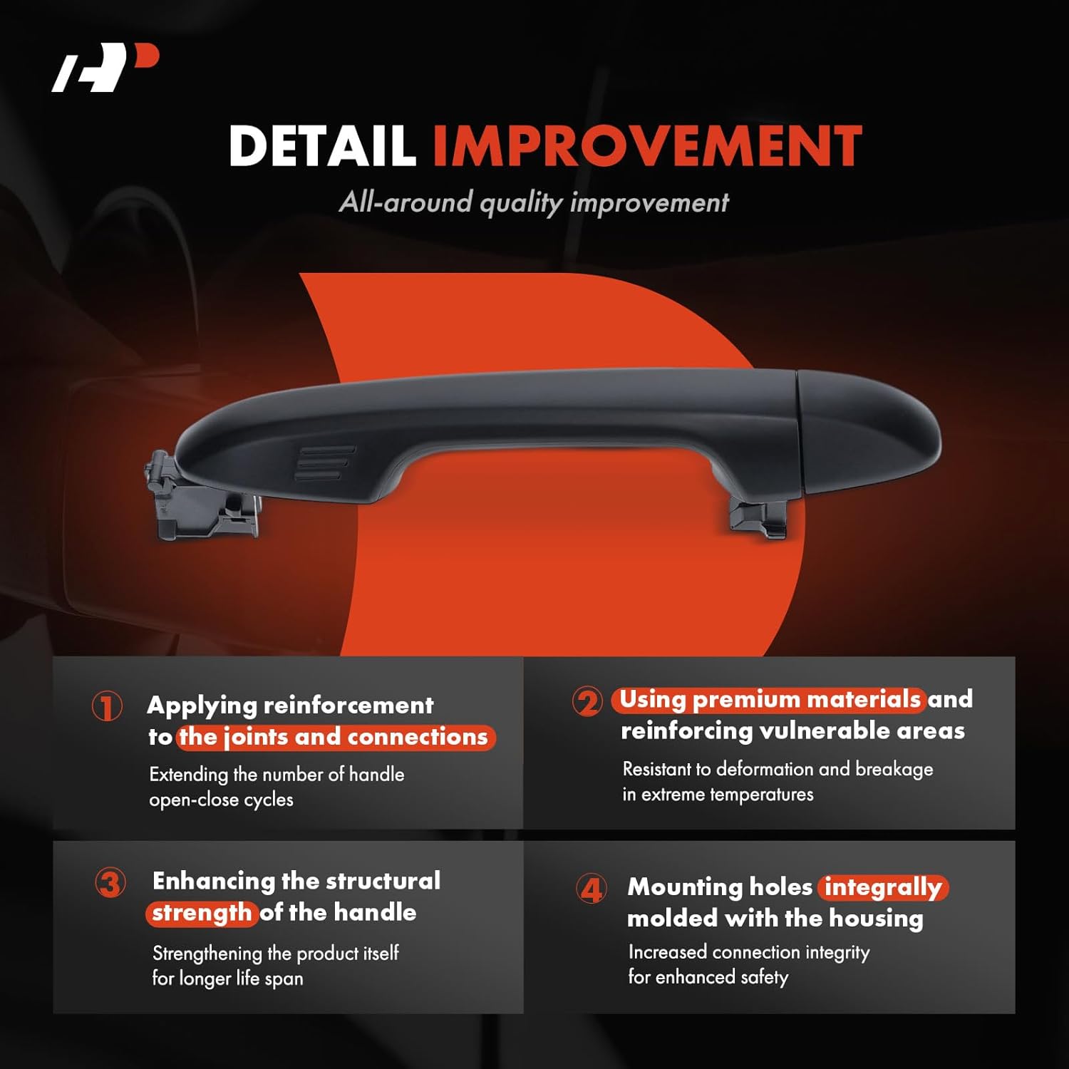 A-Premium Front Right Passenger Side Exterior Door Handle with Keyhole Compatible with Toyota Tacoma 2016-2023, Highlander 2014-2019, Primed Black