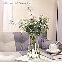 Vista 8 de Floreros de vidrio transparente de 8 pulgadas para centro de mesa, decoración de escritorio interior del hogar, jarrón de estilo bohemio moderno Ins