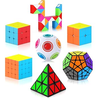 Vdealen Rubik's Cube Set Speed Cube of 2x2 3x3 4x4 Pyramid Megaminx Magic Snake Rubik's Cube Original Magic Cube Puzzle Gift for Kids Teen Adults pack of 7