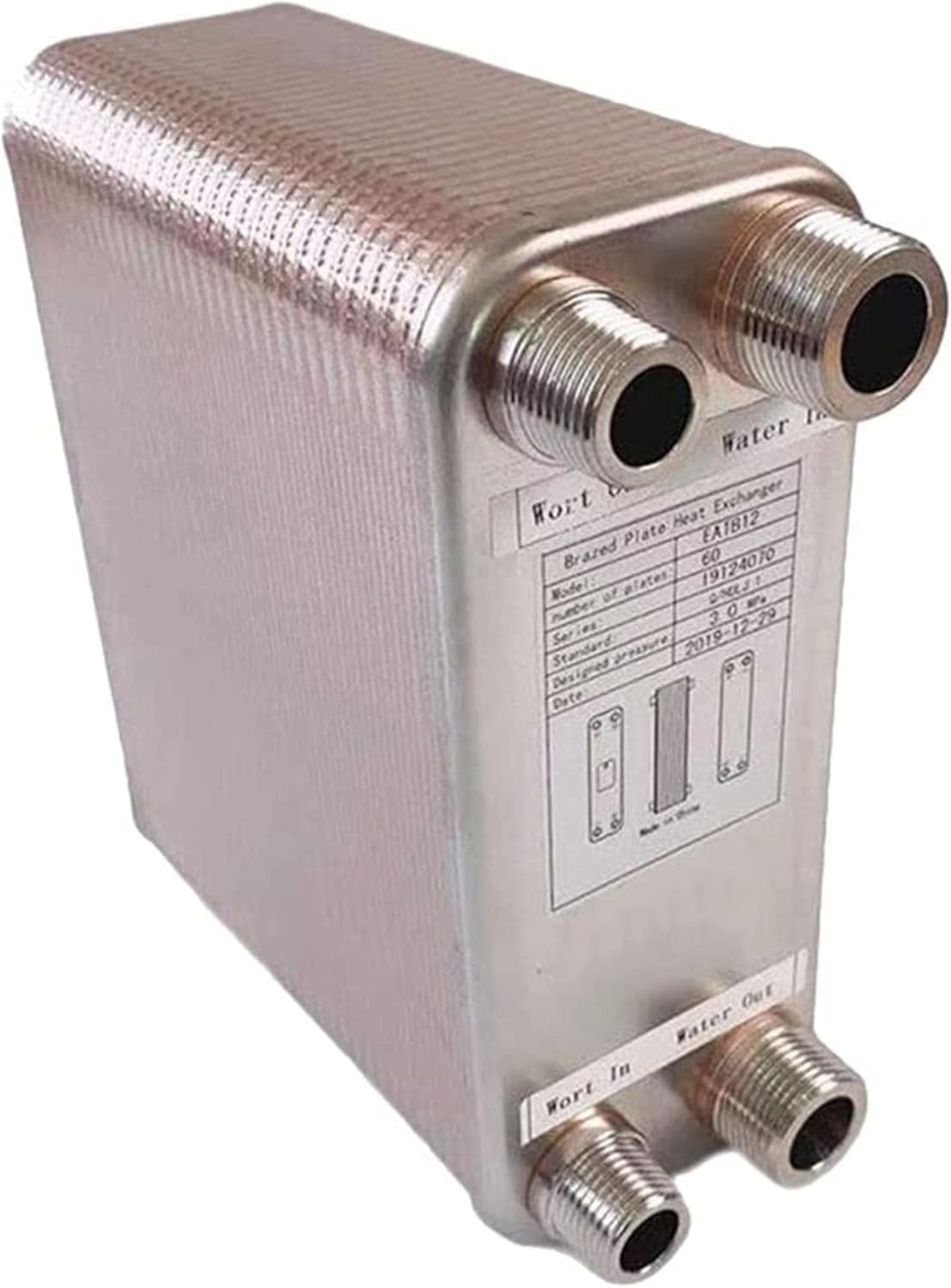 60 Plates Heat Exchanger Beer Wort Chiller Cooler 304 Stainless Steel for Home Brewing Beer